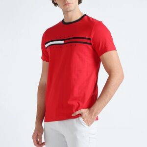 Tommy Hilfiger Navy Blue and Red Embroidered Tee